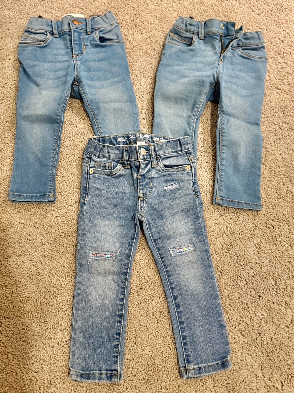 Old Navy and Cat &Jack Light Blue Kids Denim Jeans Trio